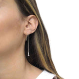 14k Gold-plated Solid Sterling Silver Bezel Drop Threader Earrings UK