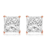 14k Rose Gold Cubic Zirconia Square Stud Earrings UK