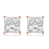 14k Rose Gold Cubic Zirconia Square Stud Earrings UK