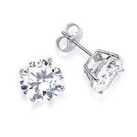 14k Solid White Gold Round Super-bright CZ Stud Earrings UK
