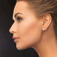14k Solid White Gold Round Super-bright CZ Stud Earrings UK
