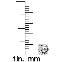 14k Solid White Gold Round Super-bright CZ Stud Earrings UK