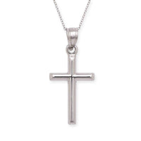 14k White Gold Hollow Cross Necklace UK