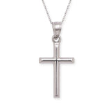 14k White Gold Hollow Cross Necklace UK