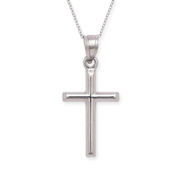 14k White Gold Hollow Cross Necklace UK