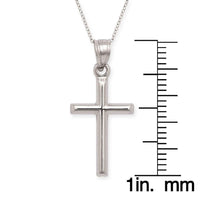 14k White Gold Hollow Cross Necklace UK