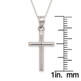14k White Gold Hollow Cross Necklace UK