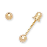 14k Yellow Gold 3 mm Ball Screw-back Stud Earrings UK