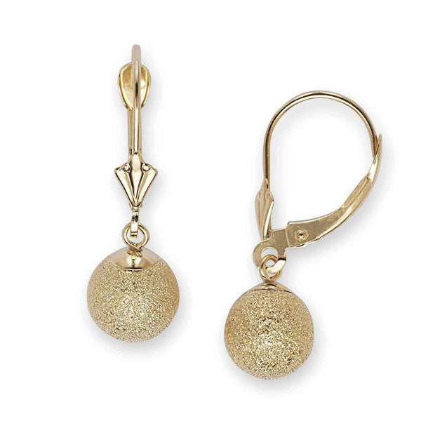 14k yellow gold earrings Large Laser-cut Ball Dangle UK