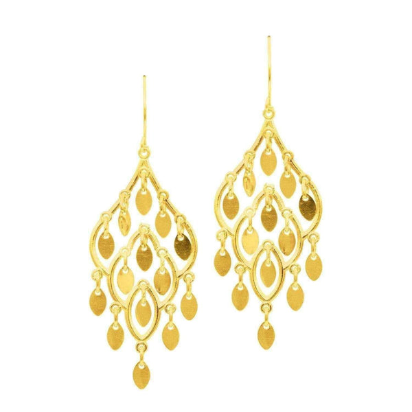 14k Yellow Gold Fancy Chandelier Dangle Earring UK