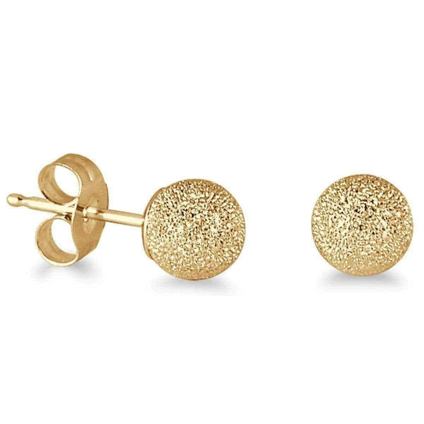 14k Yellow Gold Laser-cut Ball Stud Earrings UK