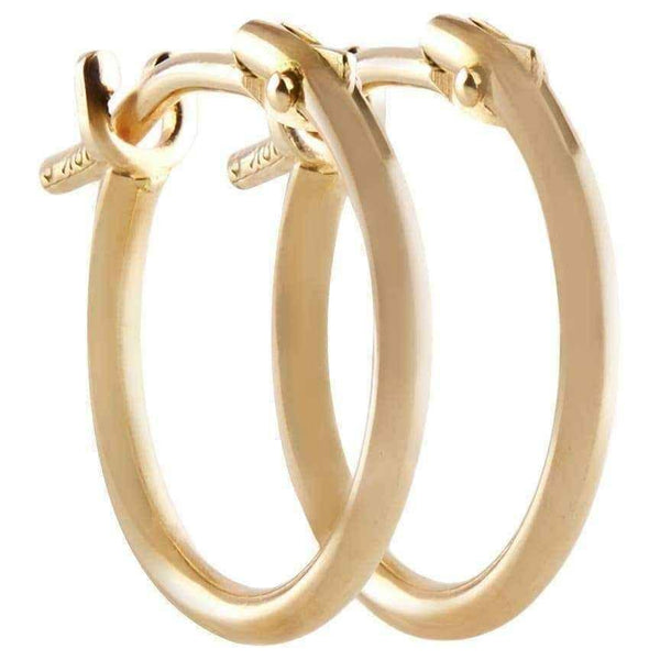 18k Yellow Gold Pori 2x10mm Circle Hoop Earrings UK
