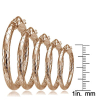 2.5mm Diamond-Cut Round Hoop Earrings 25mm-50mm UK
