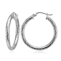 2.5mm Diamond-Cut Round Hoop Earrings 25mm-50mm UK