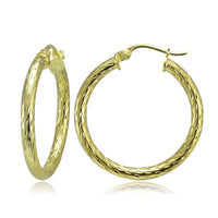 2.5mm Diamond-Cut Round Hoop Earrings 25mm-50mm UK