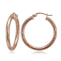 2.5mm Diamond-Cut Round Hoop Earrings 25mm-50mm UK