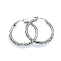 2.5mm Diamond-Cut Round Hoop Earrings 25mm-50mm UK