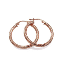 2.5mm Diamond-Cut Round Hoop Earrings 25mm-50mm UK