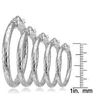 2.5mm Diamond-Cut Round Hoop Earrings 25mm-50mm UK