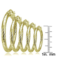 2.5mm Diamond-Cut Round Hoop Earrings 25mm-50mm UK