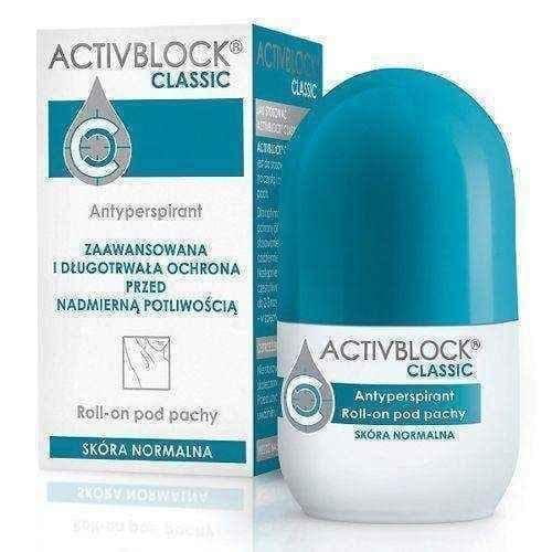 ACTIVBLOCK CLASSIC roll-on 25ml against excessive sweating armpits and inhibits odor UK