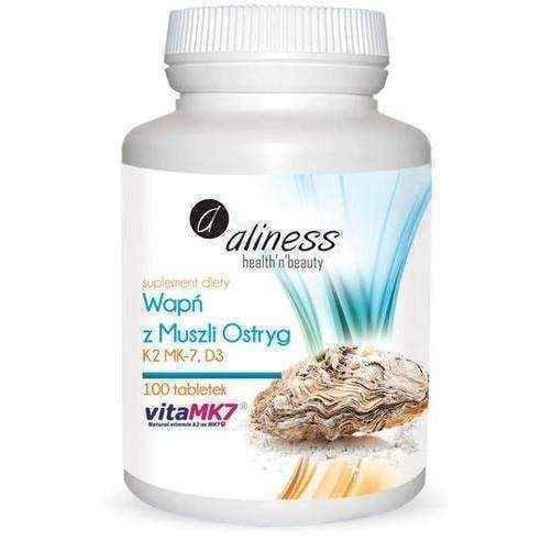 ALINESS calcium from oyster shells with vitamins K2 MK7 and D3 x 100 tablets UK