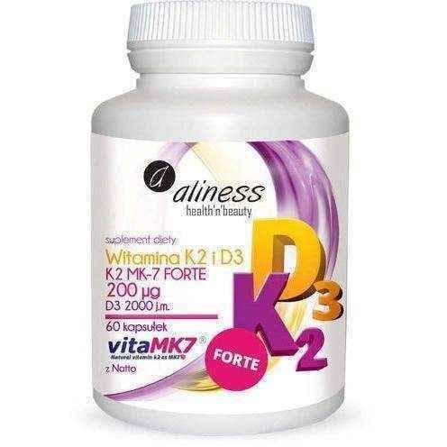 ALINESS Natural Vitamin K2 Forte MK-7 from natto 200μg + D3 60 capsules UK