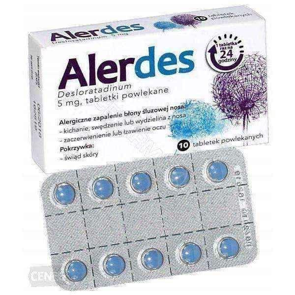 Antihistamine, Alerdes 5mg x 10 tablets - desloratadine UK