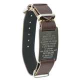 Dakota Leather Band Bracelet with Serenity Prayer Engraved ID Plate UK