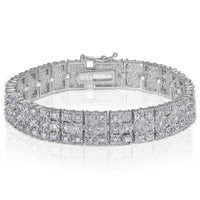 DB Designs Diamond 1ct TDW Miracle Set 3-Row Tennis Bracelet - White - White UK