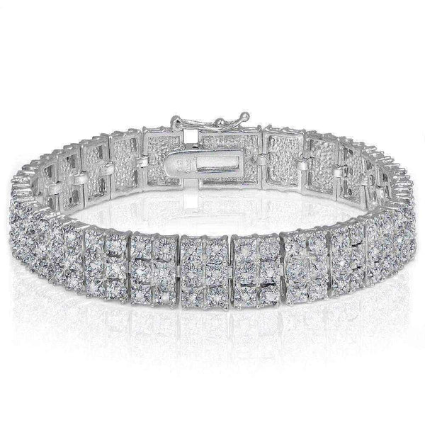 DB Designs Diamond 1ct TDW Miracle Set 3-Row Tennis Bracelet - White - White UK