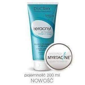 DUCRAY Keracnyl gel for face 200ml gently cleanses and purifies the skin prone to acne. Face and body. No soap. UK