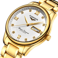 GUANQIN GJ16050 Luxury Men Mechanical Watch Gold Fine Steel Strap Automatic Wrist Watch UK