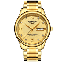 GUANQIN GJ16050 Luxury Men Mechanical Watch Gold Fine Steel Strap Automatic Wrist Watch UK