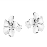 Handmade Plumeria Flower 15mm Sterling Silver Stud Earrings (Thailand) UK