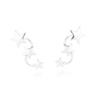 Handmade Triple Shiny Star Studded Earlobe .925 Silver Post Earrings (Thailand) UK