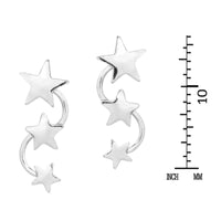 Handmade Triple Shiny Star Studded Earlobe .925 Silver Post Earrings (Thailand) UK