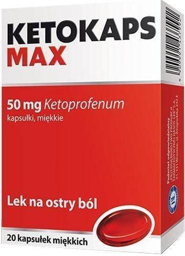 Headache, muscle pain Ketokaps Max 0.05g x 20 capsules UK