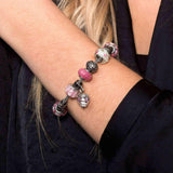 La Preciosa Silverplated Pink and White Glass Bead Charm Bracelet UK