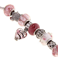 La Preciosa Silverplated Pink and White Glass Bead Charm Bracelet UK
