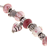 La Preciosa Silverplated Pink and White Glass Bead Charm Bracelet UK