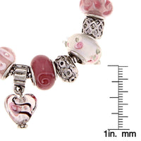 La Preciosa Silverplated Pink and White Glass Bead Charm Bracelet UK