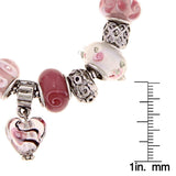 La Preciosa Silverplated Pink and White Glass Bead Charm Bracelet UK