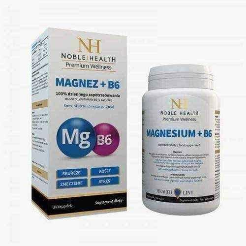 Magnesium + B6 Noble Health x 30 capsules, magnesium b6 UK