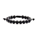 Men's Black Onyx Polished Natural Healing Stone Bead Adjustable Bracelet - 8 inches (10mm Wide) UK