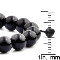 Men's Black Onyx Polished Natural Healing Stone Bead Adjustable Bracelet - 8 inches (10mm Wide) UK