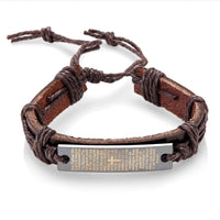 Men's Leather Lord's Prayer Adjustable Bracelet UK