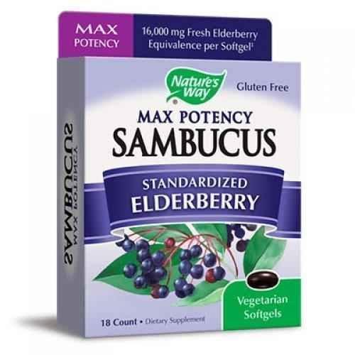 SAMBUCUS maximum strength 250mg 18 capsules UK