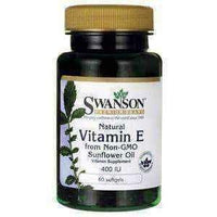 SWANSON Vitamin E 400IU natural oil of sunflower seeds x 60 capsules UK