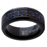 Titanium rings -Oliveti Black Men's Black and Blue Carbon Fiber Comfort Fit Band (8mm) UK